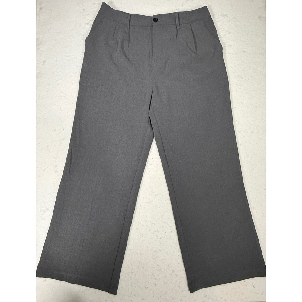 SO Goods For Life Womens Plus 1X High Rise Wide Leg Trouser Charcoal Grey NEW